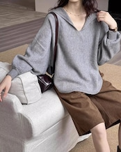 Sailor collar round hem Knit T20346