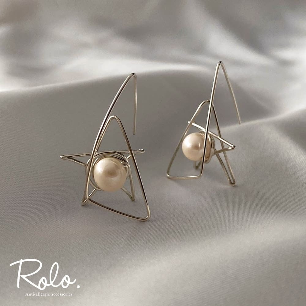 淡水パールスターフックピアス シルバー925 | Roloshop BASE店