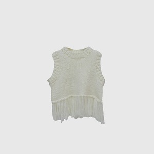 ニットフリンジベスト(オフ)