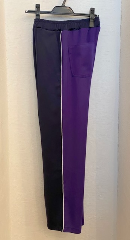 Asymmetric  Color Design Jersey Semi-Flared Pants　Navy