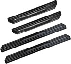 CGP スカッフプレート フロント/リア 4枚セット 新型 プリウス用 60系 MXWH60/ZVW60 ブラック ステンレス ヘアライン仕上げ 4pcs 貼るだけ簡単 1台分 サイドステップガード CGP-T13605BK