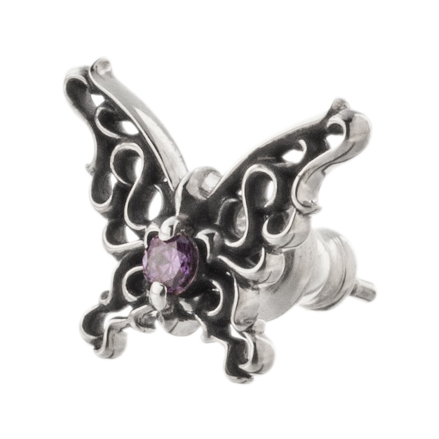 パピヨンローズスタッド シルバーピアス 片耳分 AKE0079 Papillon Rose Stud Silver Earrings For One Ear　 シルバーアクセサリー  Silver jewelry