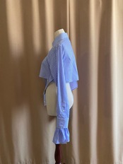 blue stripe frill remake shirt-3960-1