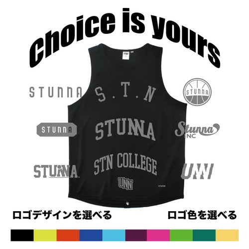 Choice is yours Tank : black : ロゴ色選択、有料ナンバリング可能商品