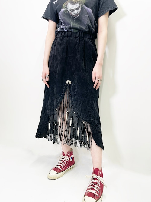 Vintage Fringe Leather Skirt