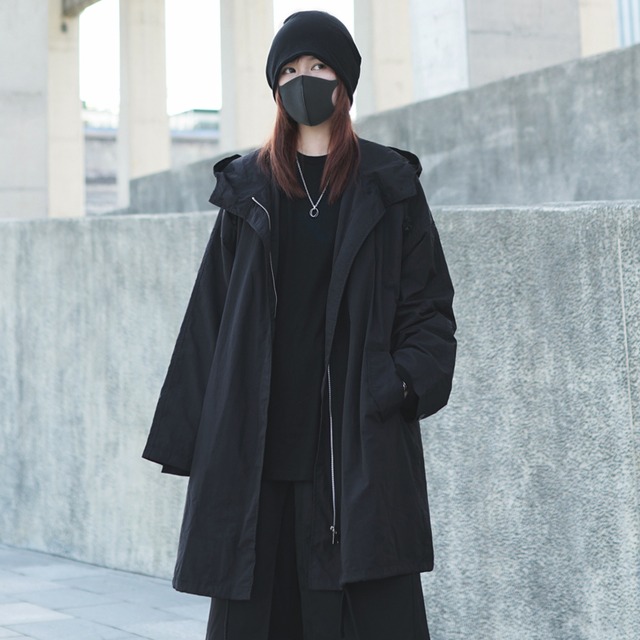天使と悪魔 ジャケット ハーフコート フード付き Zipアップ ゴシック系 ストリート系 病み可愛い 地雷系 原宿系 10代 代 天使と悪魔 サブカル系ファッション Seasonz