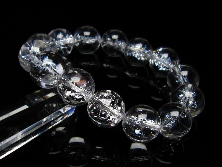 水晶 ブレスレット 虹入り ブレス アイリスクォーツ 16mm おまかせ便