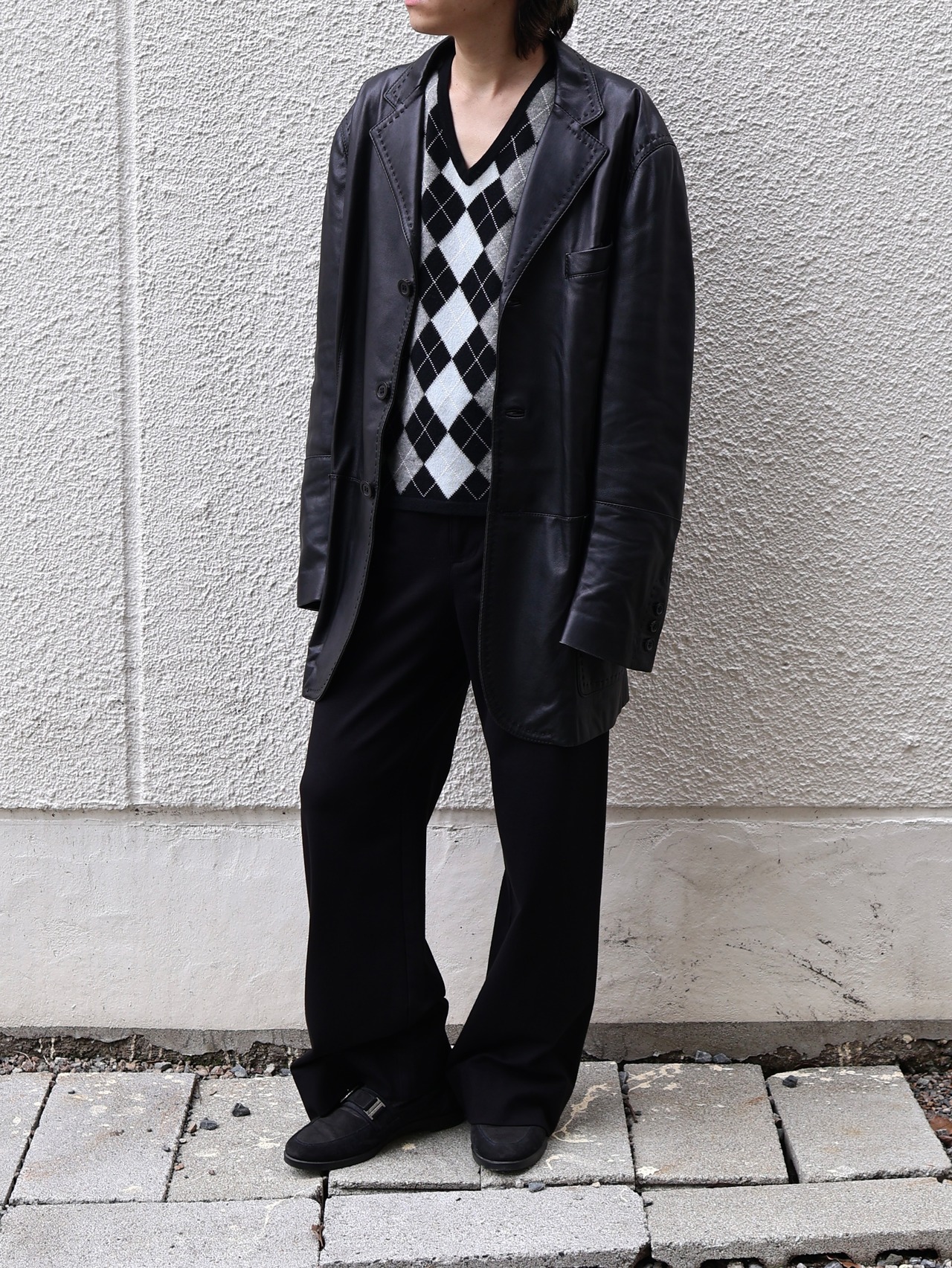 【gianfranco ferre】leather long tailored jacket