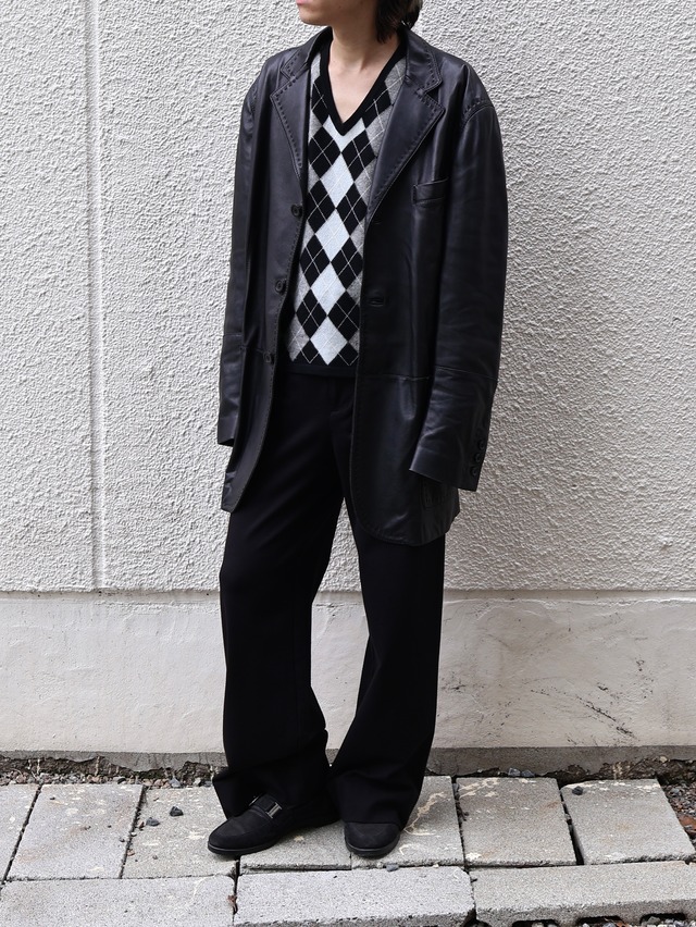 【gianfranco ferre】leather long tailored jacket