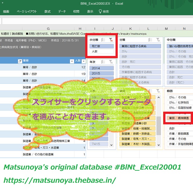 Matsunoya's original database #BlNt_Excel20001｜Microsoft Excel book (243KB) & PDF (762KB) 