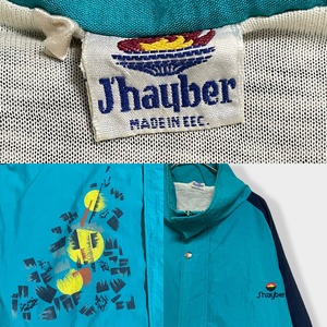 【J'hayber】90s EU製 ナイロンジャケット ブルゾン ジャンパー ワンポイント バックロゴ 刺繍 プリント スナップ ジップアップ ビッグシルエット ワイドサイズ ジェイハイバー EU古着