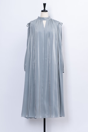 Chambray Gather Dress BLUE GREY