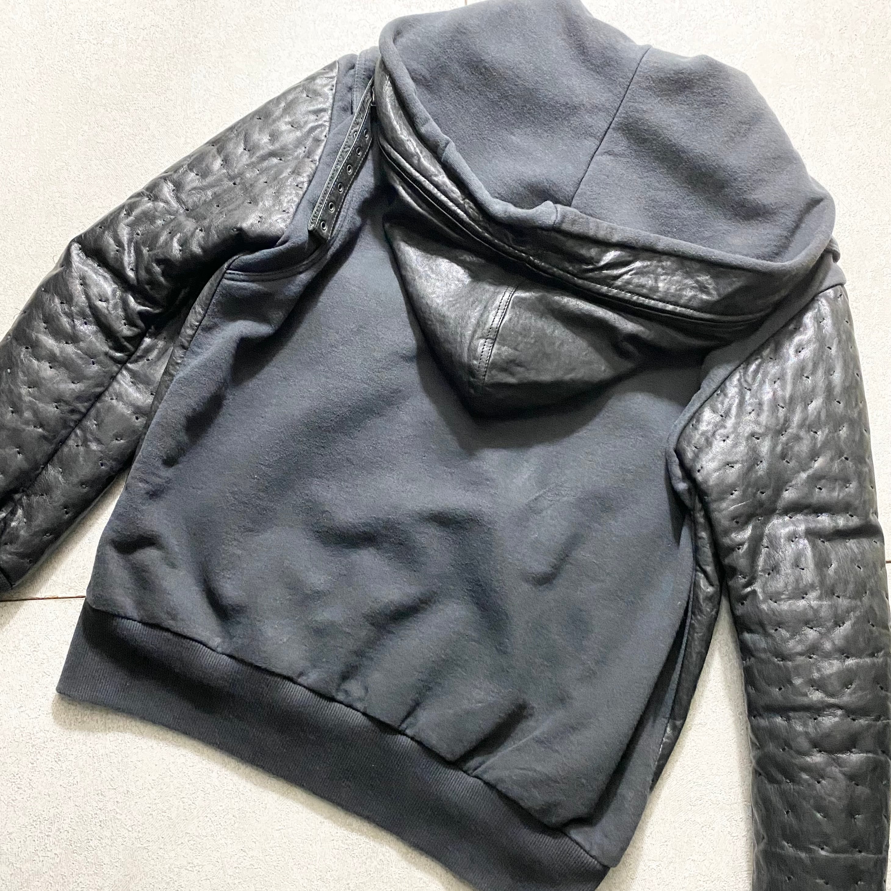 JOHN GALLIANO sweat switching leather blouson | NOIR ONLINE