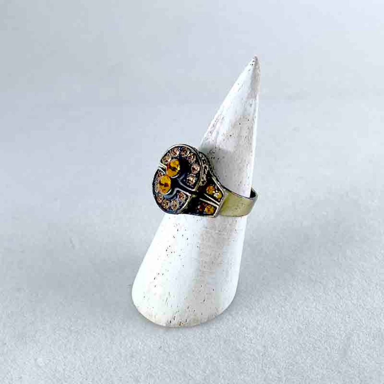 リング　真鍮リング　フリーサイズ　アンバーカラー 12acdj35