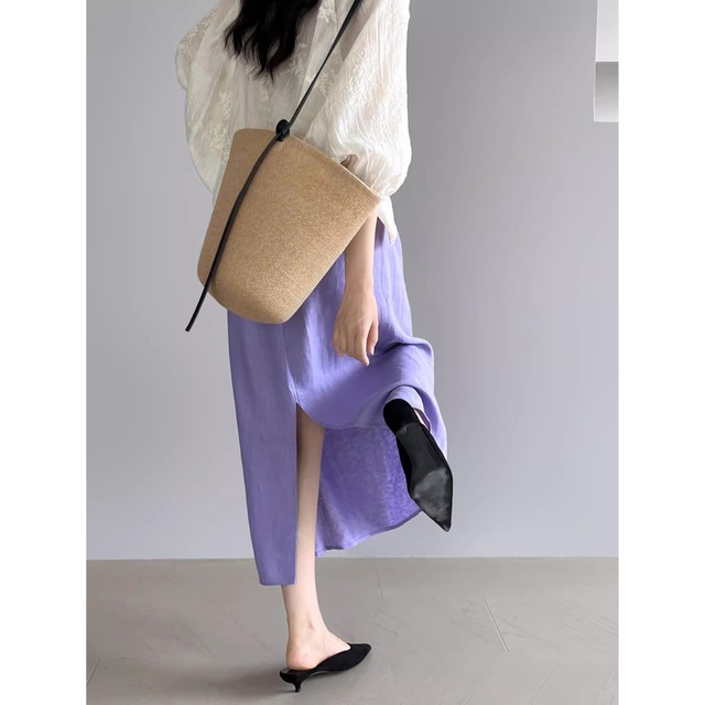 Side slit A-line maxi skirt ◇4colors 2075