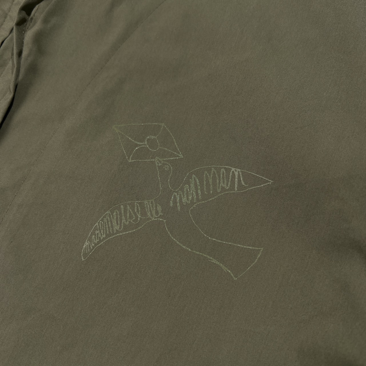 Mademoiselle NON NON マドモアゼルノンノン ジップアップ ライト パーカー 7分袖 サイズ 40 L /カーキ/内側プリント/レディース