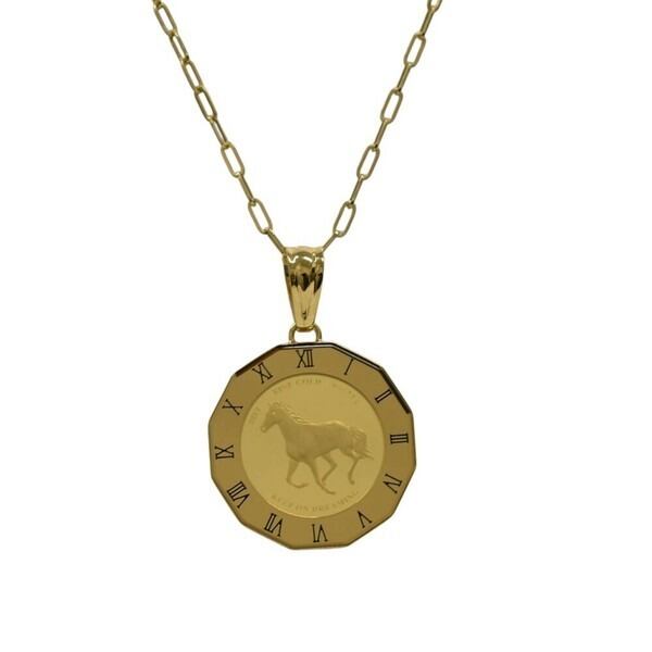 18金×24金】純金PAMホースペンダント ネックレス カバー付 K18K24