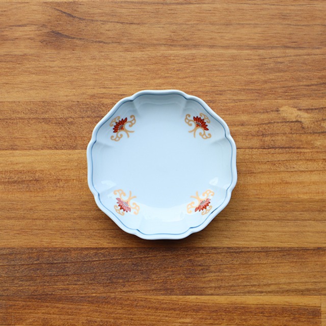 【アウトレット】有田焼　八方なぶり４寸皿　錦ふよう　99-201