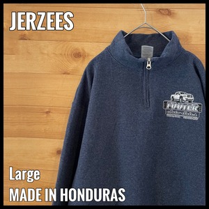 【JERZEES】企業系 ハーフジップ スウェット 中古車販売 ワンポイント バックプリント L アドバタイジング US古着