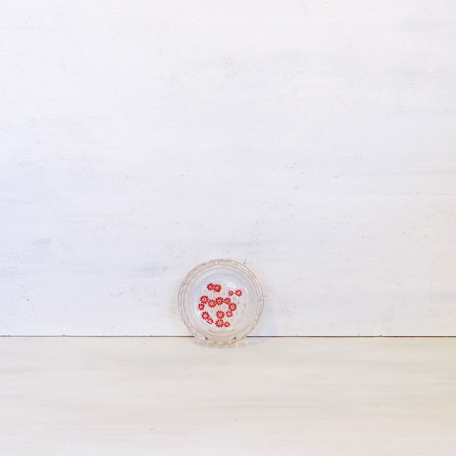 【R-496】レトロ 花柄ガラス灰皿