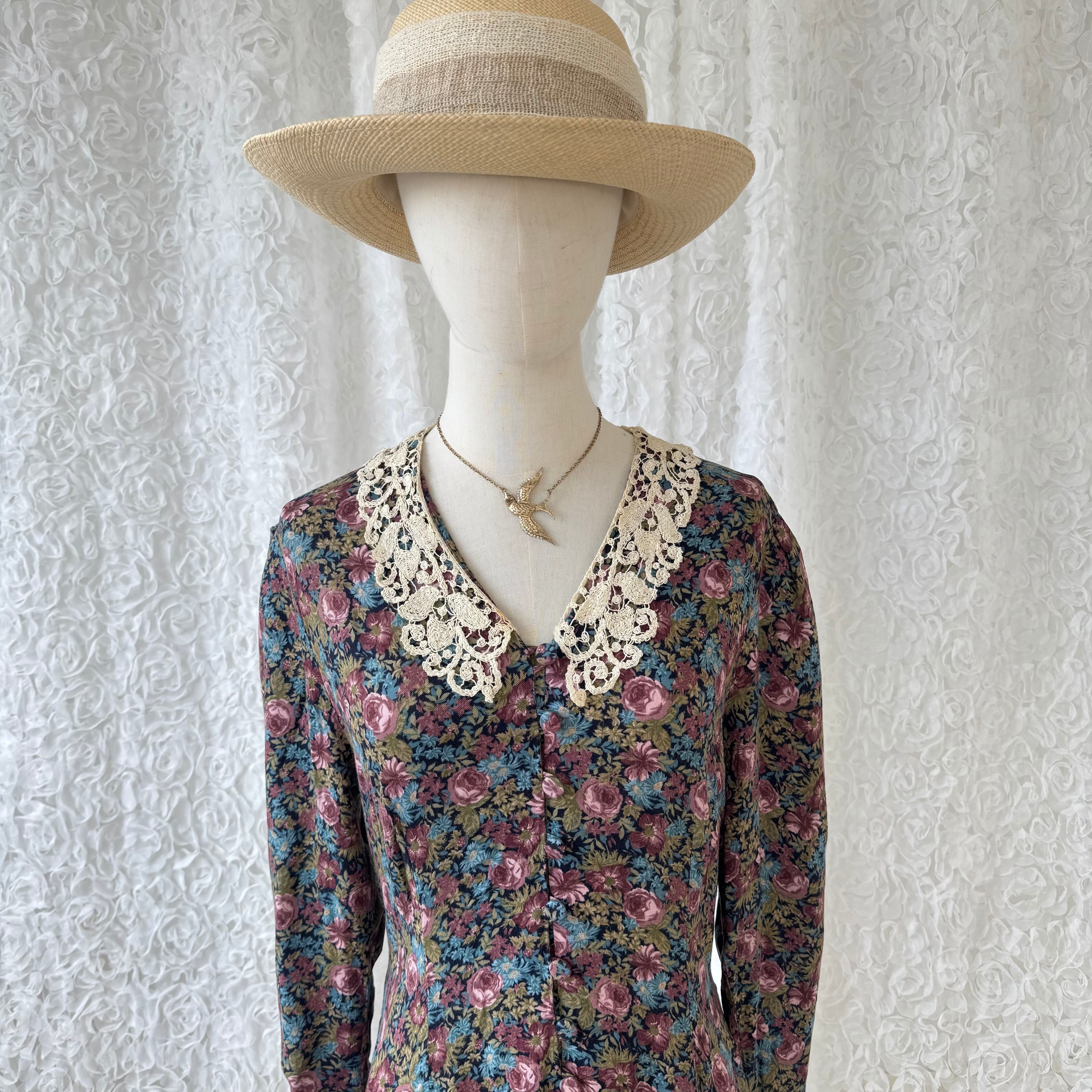 希少Laura Ashley ローラアシュレイ 英国製ヴィンテージ花柄ワンピース