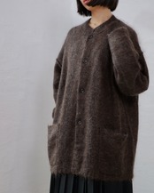 MAYKAM - MOHAIR STAND COLLAR JACKET :BROWN|キッドモヘア/二重袋編みスタンドカラー