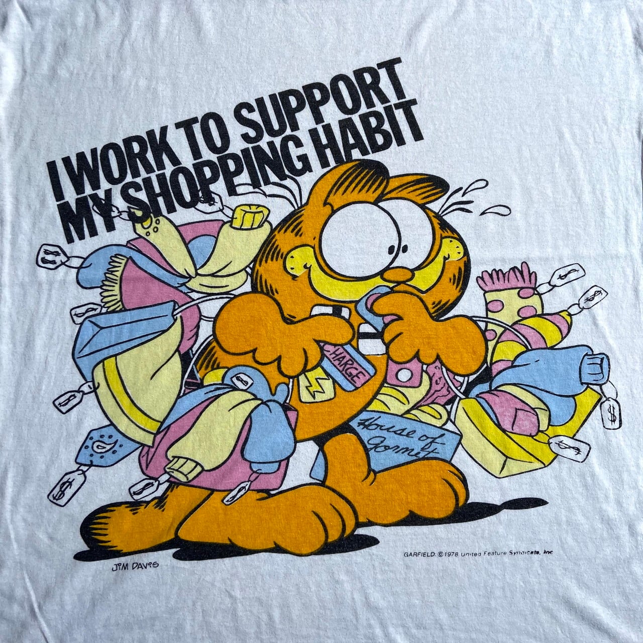 70年代 GARFIELD ガーフィールド キャラクタープリントTシャツ レディースXL 古着 ツートンカラー 70s ビンテージ ヴィンテージ  パステルブルー×ホワイト 水色×白【Tシャツ】【SA2107】 | cave 古着屋【公式】古着通販サイト powered by BASE