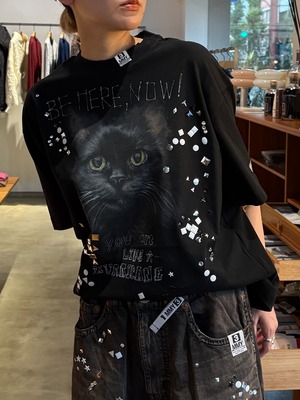 【25AW】Maison MIHARA YASUHIRO ミハラヤスヒロ / Cat Printed Embellished Distressed T-Shirt / Tシャツ