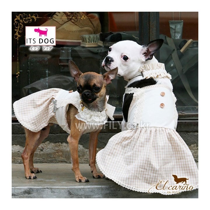 Petit Bijou【正規輸入】犬 服 ワンピース チェック ブルー 秋 冬物 Petit Bijou【正規輸入】犬 服 ワンピース チェック ブルー 秋 冬物