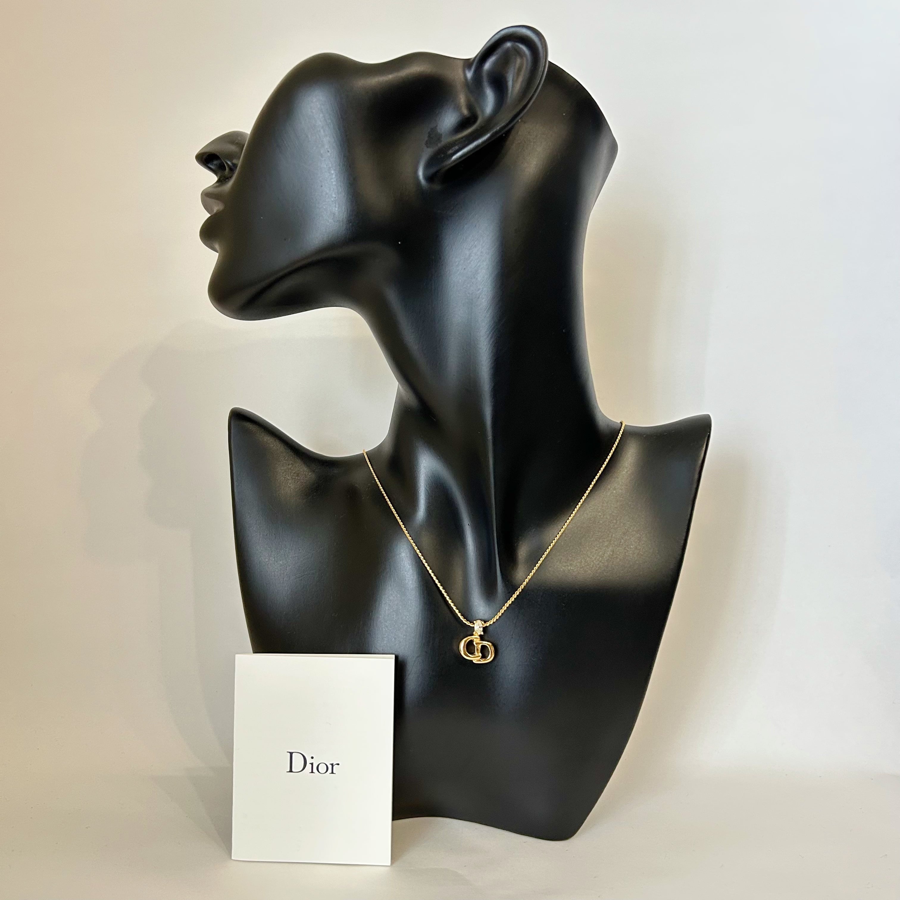 N7003】Christian Dior one stone logo necklace/クリスチャン