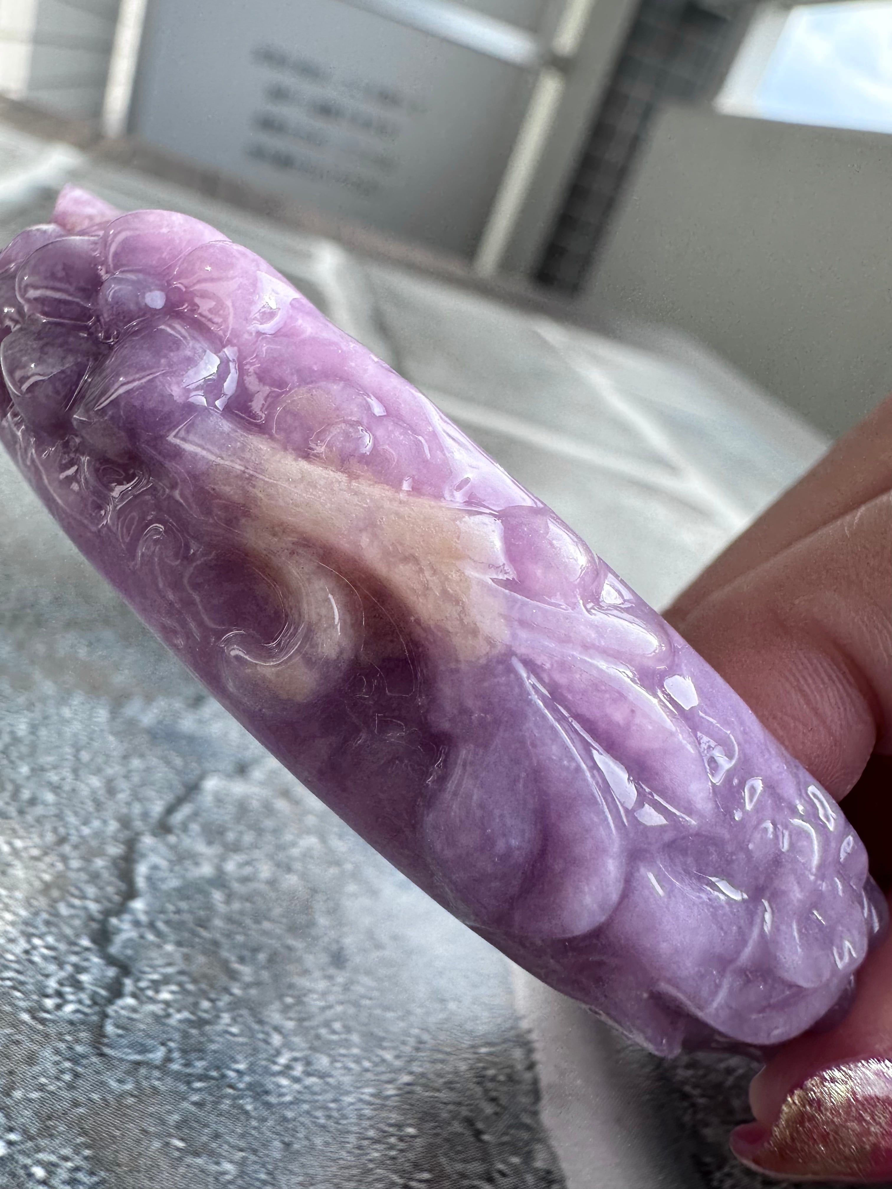 no.D3 パープルマイカ お花彫り くり抜きバングル | Sumihana