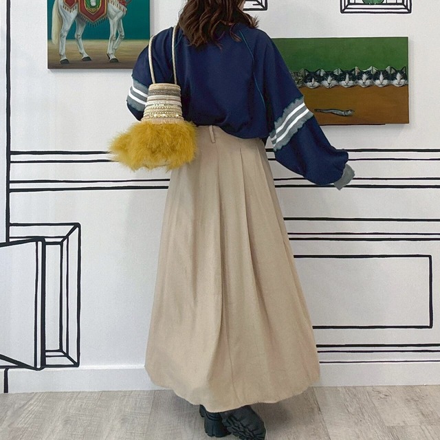 リブ切替カレッジロゴショート丈スウェット