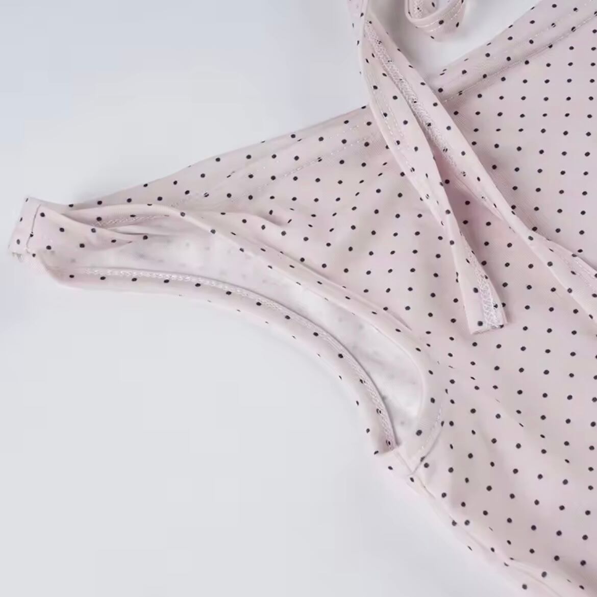 polka dot ribbon one shoulder tops