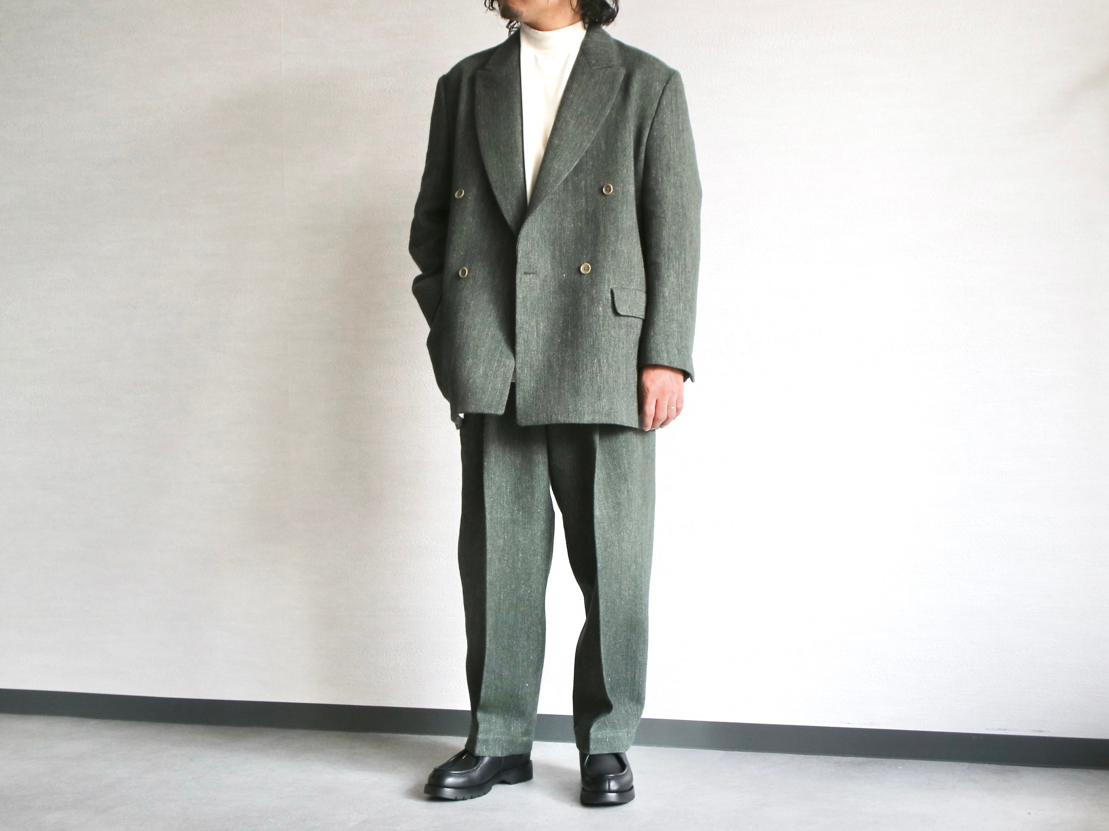 HAVERSACK ハバーサック】WOOL LINEN HERRINGBONE TWEED DOUBLE 