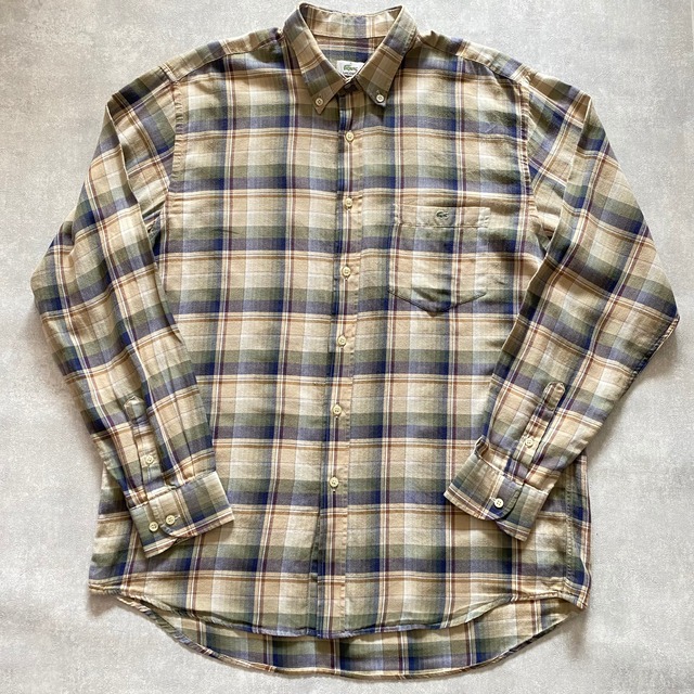 LACOSTE CHECK botton down cotton shirt{ラコステ　チェック　ボタンダウン　コットンシャツ　古着　メンズ}ユニセックス