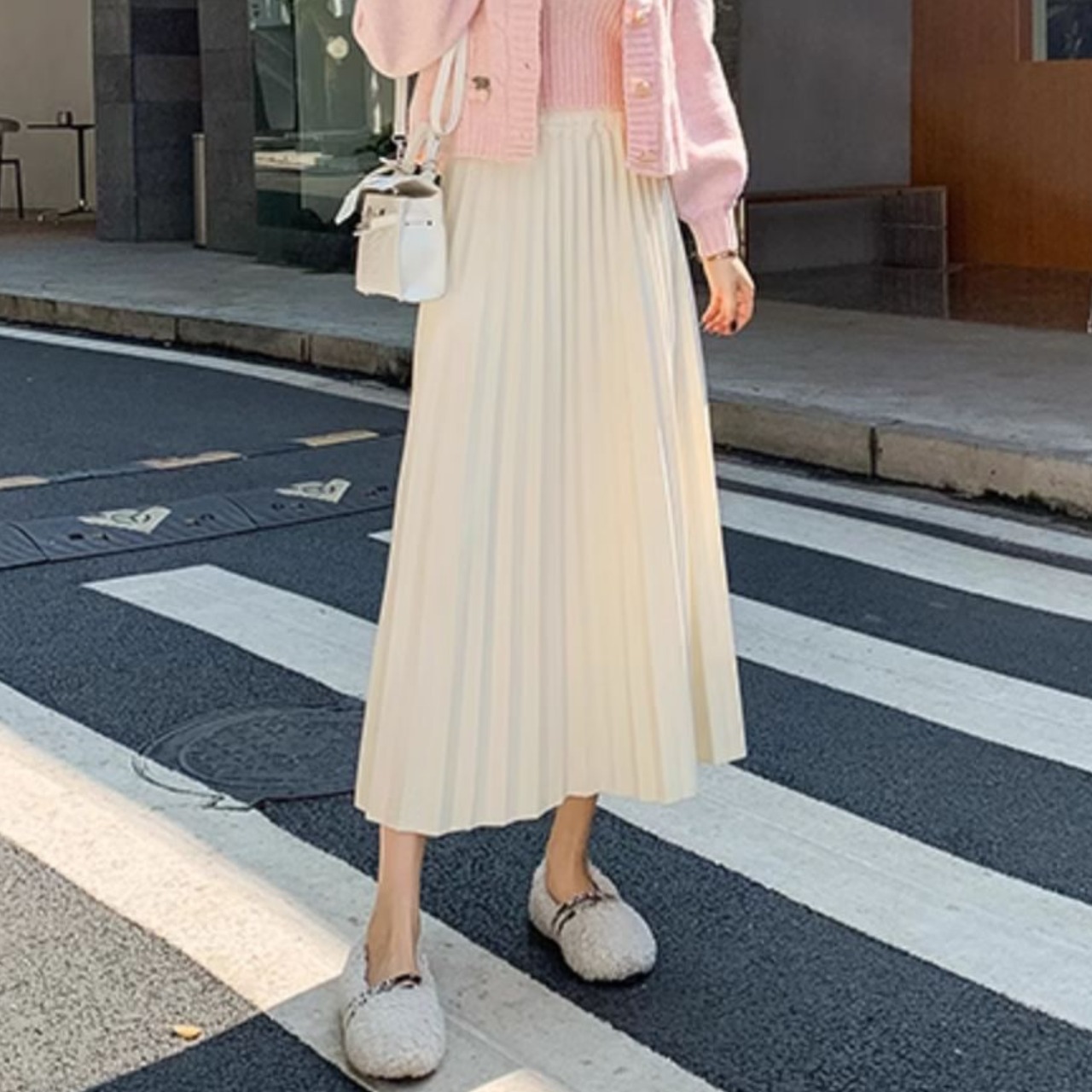 ウールライク プリーツ フレア スカート 10308
