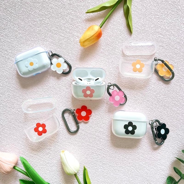 Flower pattern clear airpods case