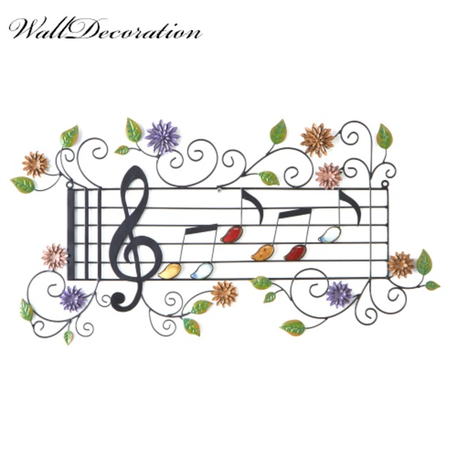 ウォールデコ アイアン おしゃれ ウォールデコレーション 音符 譜面 フラワー 花 北欧 壁掛飾 壁掛け飾 壁飾り インテリア ディスプレイ オブジェ 雑貨屋リエット