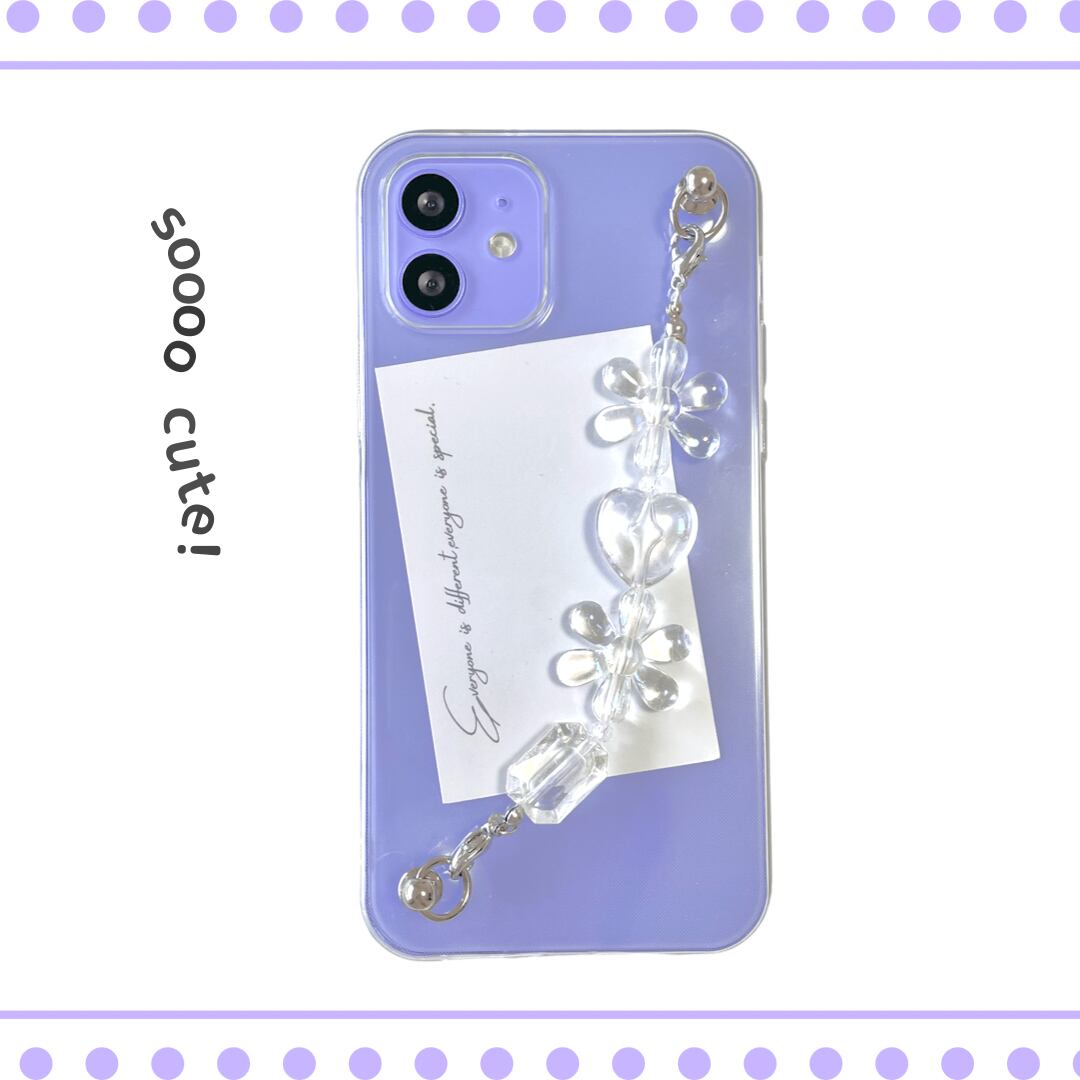 オーロラフラワーとハートのキーリングケース