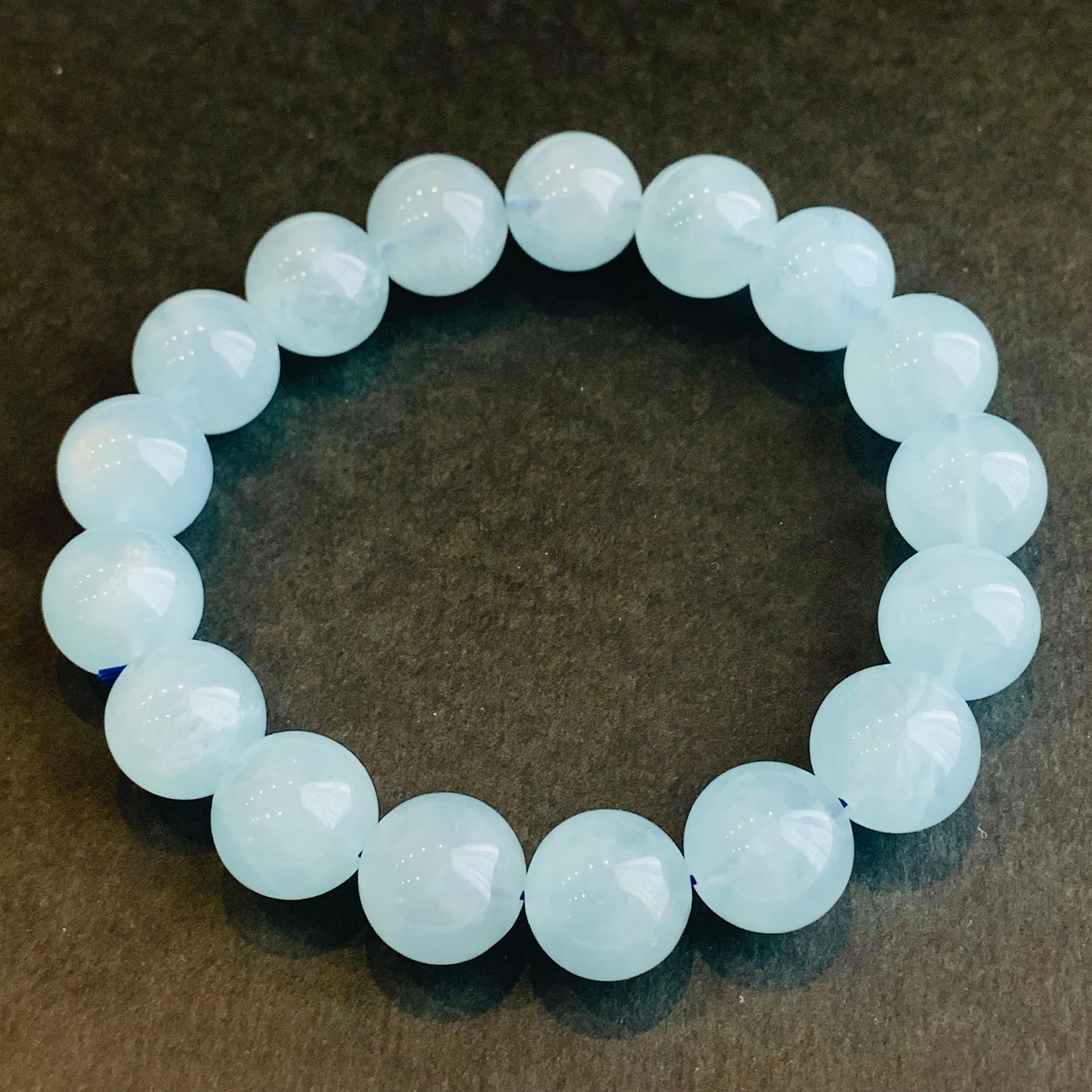 アクアマリン 天然石 ブレスレット パワーストーン 大玉12.5㍉ Y-つ  