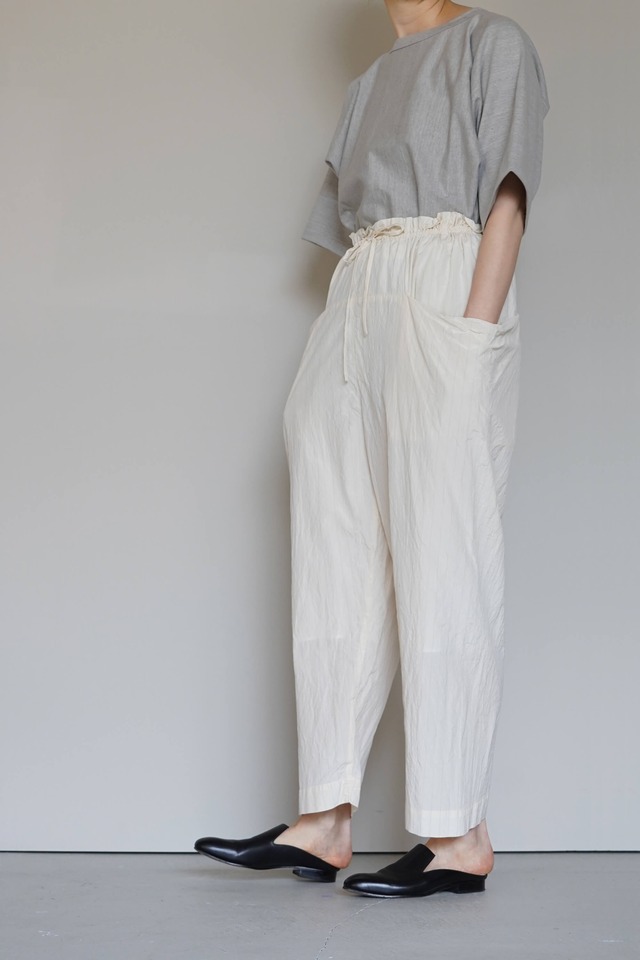 quitan - Silk Cotton Stripe "Niwashigoto" Pants *Ecru