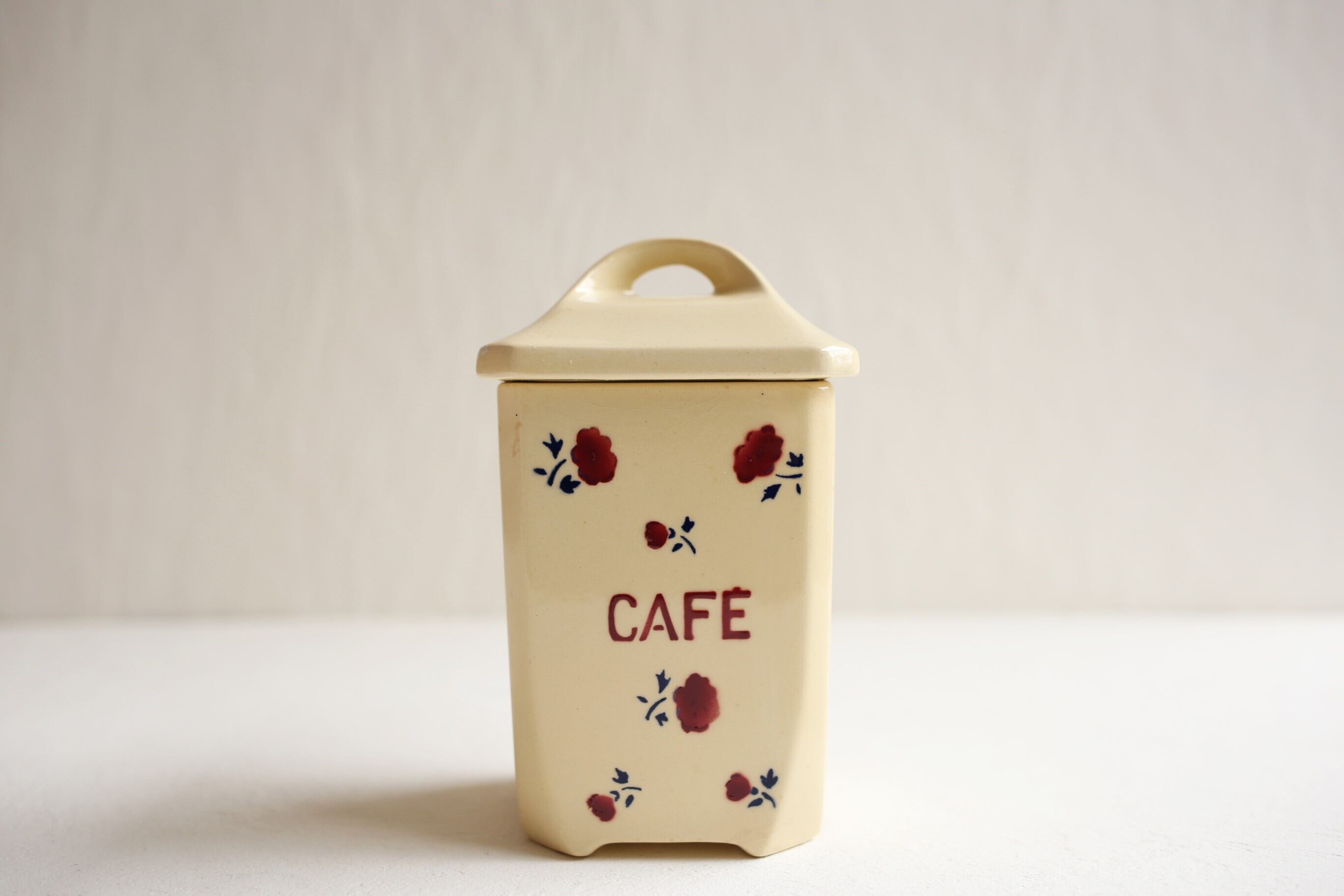 フランス アンティーク ヴィンテージ Badonviller 陶器製 キャニスター「CAFÉ」N-00760