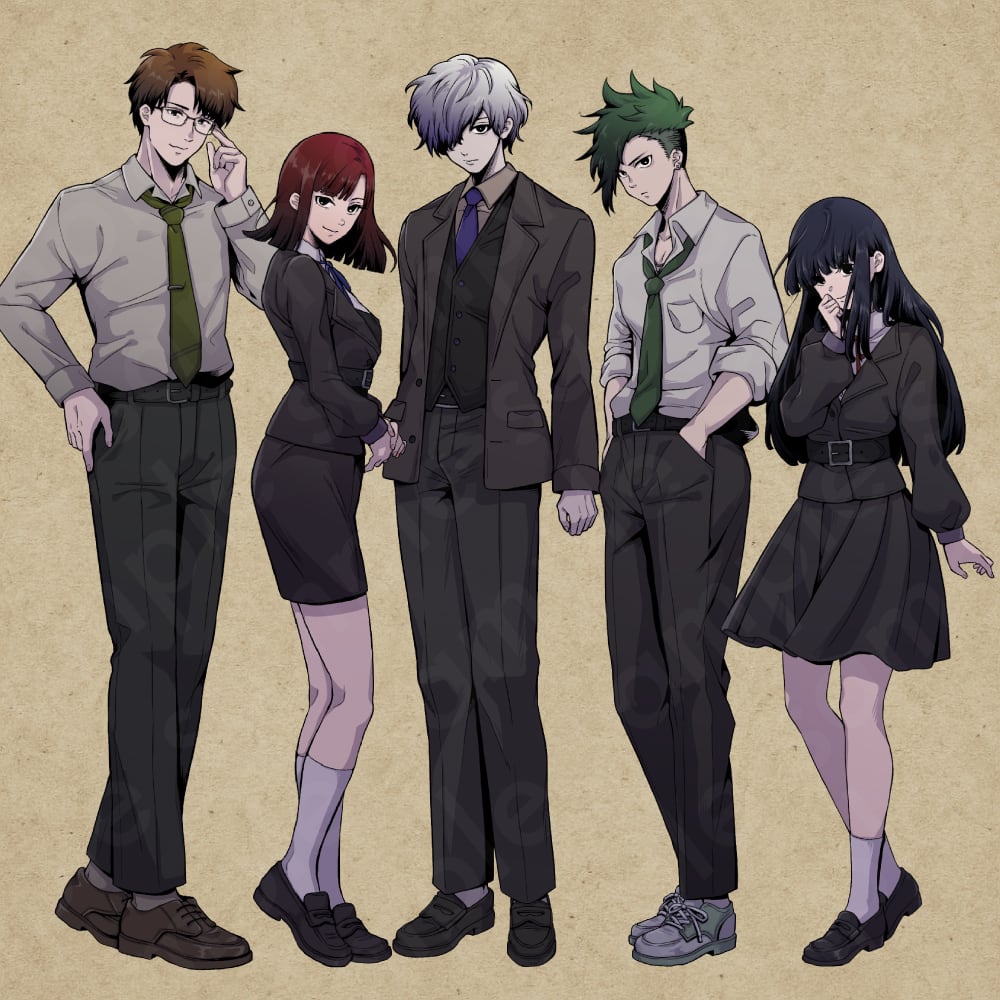 ペン画立ち絵素材】学園ダークキャラクターセットVol.1｜ミステリー