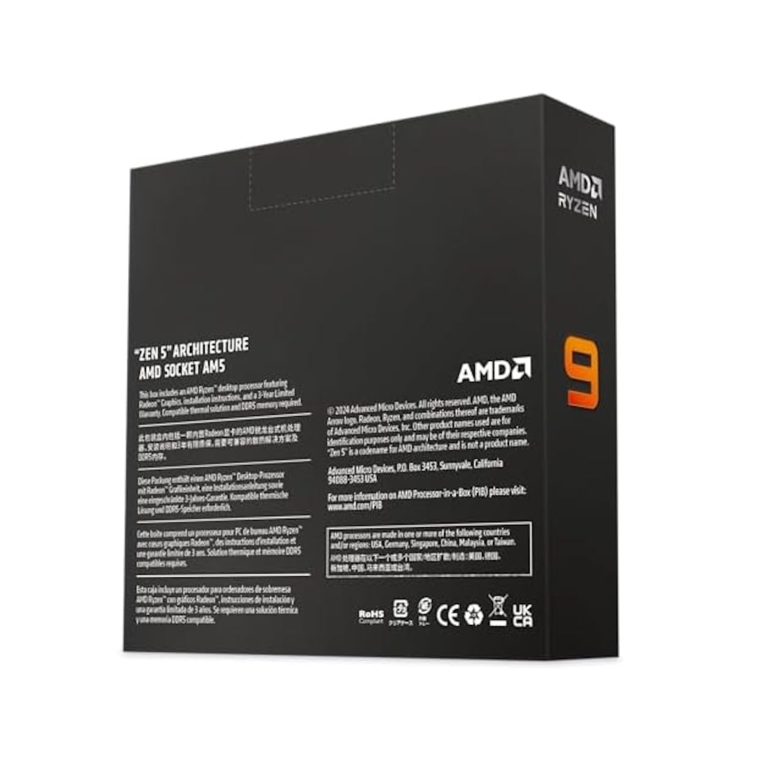 AMD Ryzen 9 9950X W/O Cooler WOF (16C/32T、4.3GHz、170W) [CPU 