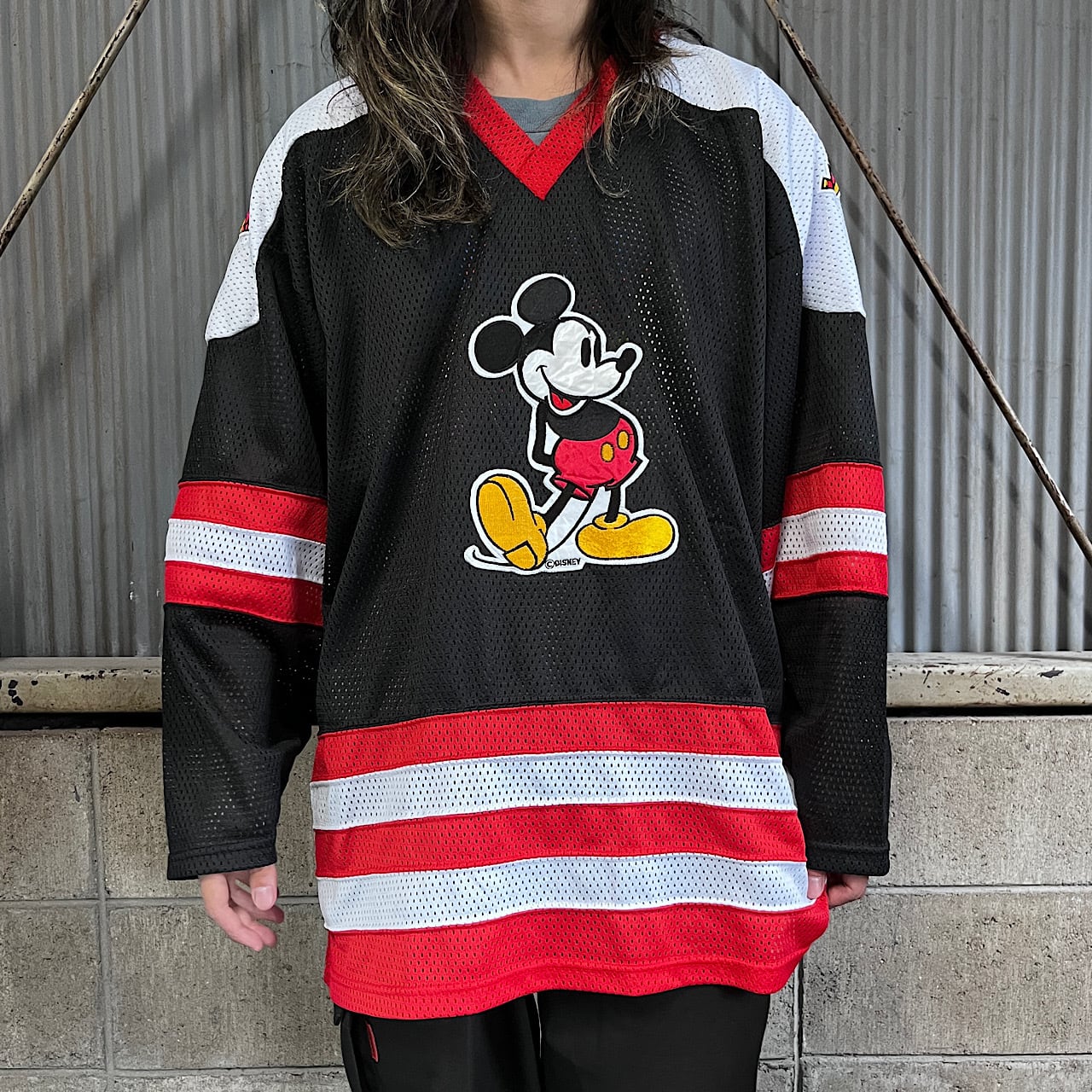 90年代 Disney ディズニー MICKY MOUSE ワッペン メッシュ ホッケー 