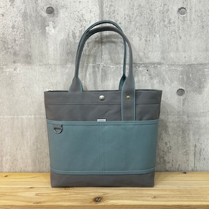 Bi Color Tote "L" / 内ポケット×5付 【濃グレー×アイスグレー】