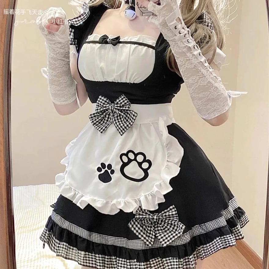 ロリータファッション通販 SEASONZ メイド服 4点セット チェック ロリータファッション通販 SEASONZ メイド服 4点セット チェック