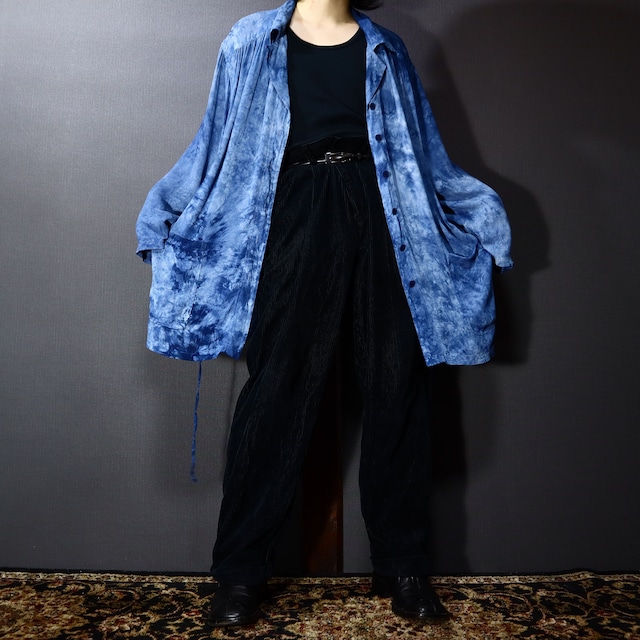 "made in USA" tie-dye pattern 3X big silhouette sheer shirt cardigan