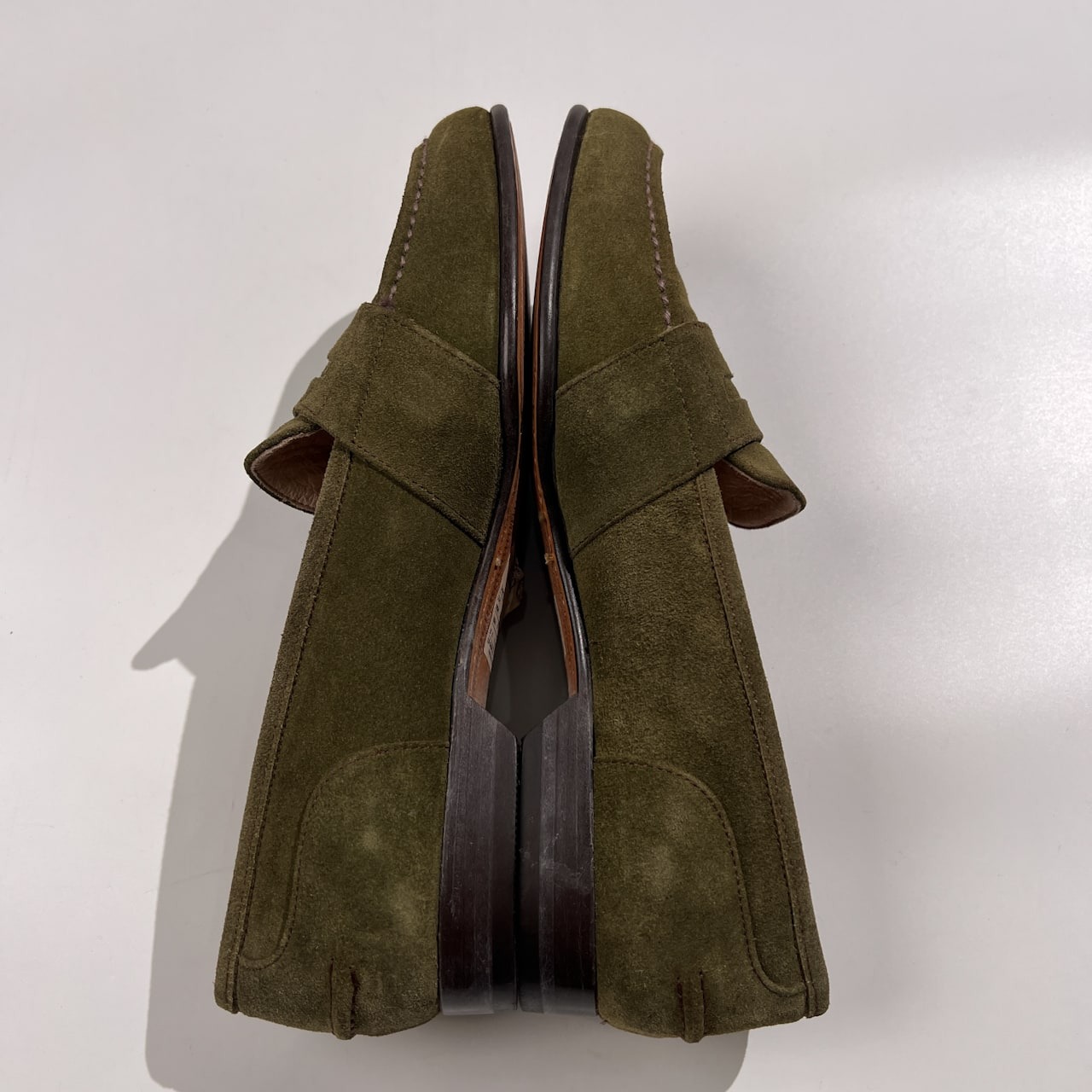 ATELIER RICCO アトリエ リコ スエード 羊革 本革 レザー ローファー 8 1/2 /26.5/グリーン系/革靴/シューズ