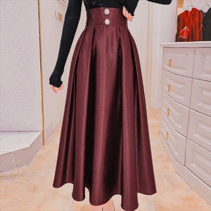 ロングスカート 2色 スカート ロング ロング丈 ミモレ丈 フレア Aライン シンプル ハイウエスト ボタン 装飾 ビジュー キラキラ サテン かわいい 大人可愛い きれいめ カジュアル 大人 上品 おしゃれ お洒落 レトロ こなれ感 コンサバ系 ラフ とろみ感 抜け感 エレガント 無地 秋 30代 40代 レディース 女性用 お出かけ お呼ばれ パーティー 休日 お茶会 女子会 授業参観 着回し 普段使い 重ね着 韓国 韓国系 ファッション コーデ スタイル 楽ちん あったか 体型カバー 定番 着痩せ